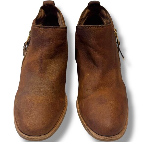 UGG Chestnut Suede Leather Glee Zipper Fringe Tassel Ankle Booties 9.5 - Picture 10 of 13